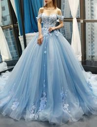Скабое синее цветочное платье Quinceanera Long 2023 Кружевое кружево с складками аппликации выпускное платье Vestidos de Feast