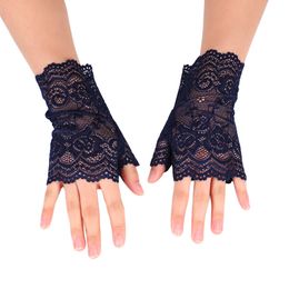 3Set/Pack Party Supplies Lace Elastic Cosplay Gloves Half-Fingered 18.5cm Length Women's Halloween Short Sexy Dinner Performance Sun Proof Wedding Mittens