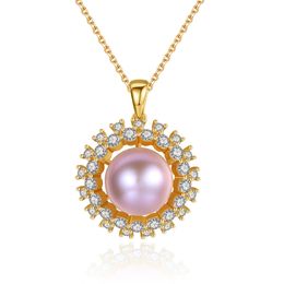 Pearl Pendant Necklace Brand Jewellery European Fashion Women Micro Set Zircon Flower S925 Silver Necklace Collar Chain Women Wedding Party Valentine's Day Gift SPC