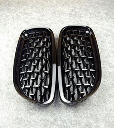 A Pair Front Diamond Kidney Grille for F10 F18 F30 E90 G30 G38 X1 X3 X4 X5 X6 Z4 Glossy Black Car Tuning2580418