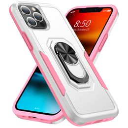 2 in 1 Durable Armour Phone Case with Metal Ring Holder Portable Kickstand Magnetic Back Cover for iPhone 13 12 14 15 pro max Phone Protective Cases