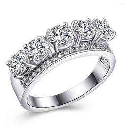 Wedding Rings Silver Plated Jewellery 925mall Princess Cut White Stone Setting Cubic Zircon Bands For Women Engagement