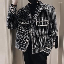 Men's Jackets 2023 Spring Woven Fabric Plaid Men Jacket Korean Fashion Casual Looae Social Streetwear Outwear Clothing