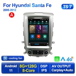 Car dvd Android 11 Player For Hyundai Santa Fe 2 2006-2012 Tesla Style Carplay Radio Multimedia GPS Navigaion Head Unit Stereo 2din