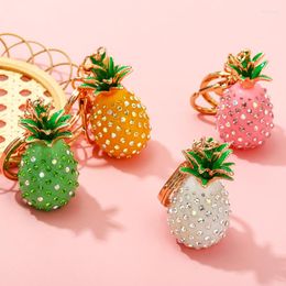 Keychains Gold Color Pineapple Keyrings Key Chains Rings Holder Purse Bag For Women Men Girlfriend Car Lovely Jewelry Gift