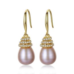 Pearl Dangle Earrings Plated 18k Gold Brand Jewelry Retro Palace Women Micro Set Zircon S925 Silver Ear Hook Earrings for Women's Wedding Party Valentine's Day Gift SPC
