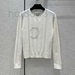 Women's Knits & Tees Designer Brand Wool Sweaters Tops With Letter Beads Pattern Girls Milan Runway Crop Top Shirt High End Custom 1854