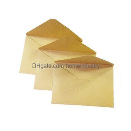 Packing Bags Wholesale 100Pcs/Lot Vintage Kraft Paper Envelope 16X11Cm Diy Mtifunction Gift Card Envelopes For Birthday Part Dhwcd