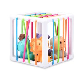 Blocks Kids Stacking Toy Putting In Taking Out Baby Grabbing Teether Spraying Bathing Cute Animal Educational Gift 230213