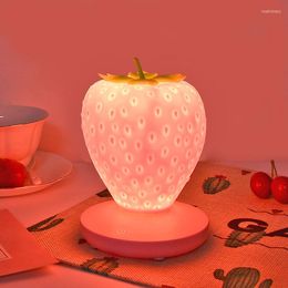 Night Lights Strawberry USB Charge Touch Switch Dimmable Light Silicone Ambient Novelty LED Bedroom Bedside Lamp For Baby Child