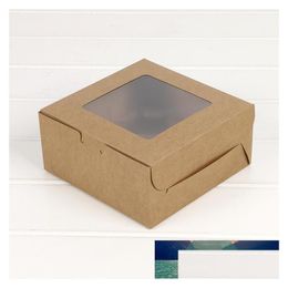 Gift Wrap Cupcake Box With Window Packaging For Home Party 4 Cup Cake Holders White Brown Kraft Paper Customized1 Drop Deliv Dhzty