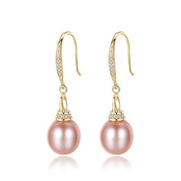 Pearl Dangle Earrings Plated 18k Gold Brand Jewellery European Retro Women Micro Set Zircon S925 Silver Ear Hook Earrings Women's Wedding Party Valentine's Day Gift SPC