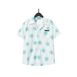 Button 22ss Designer Shirt Mens Up Shirts Print Bowling Shirt Hawaii Floral Casual Men Slim Fit Short Sleeve Dress Hawaiian T-shirt61ve