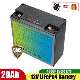 12V 20Ah LiFePo4 Lithium Iron Phosphate Rechargeable Battery with BMS For Kid Scooters Boat Motor