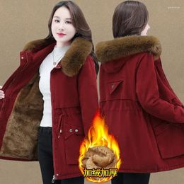 Women's Trench Coats Women Parkas Fleece Thickening Winter Coat Nice Female Lamb Cashmere Cotton Jacket Overcoat Women's Padded