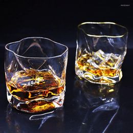 Wine Glasses 300ml Twisted Whiskey Glass Cup With Gold Rimmed Transparent Whisky Cocktails Old Fashioned Cocktail