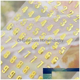 Craft Tools 1Pc 9.5X17.5Cm Sier/Gold Digital Letter Numbers Decorative Sticker For Scrapbooking Diy Crafts Drop Delivery Home Garden Dhuhd