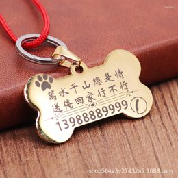 Dog Collars DogTag Customized Anti-lossTag Tag Cat Free Lettering Identification Card Small Pet Bone Pattern Jewelry