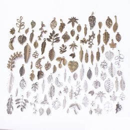 Charms 100Pcs/Lot Mixed Retro Style Leaf Antique Bronze Color Metal Plant Pendant For Jewelry Making Drop Delivery 202 Dh13U