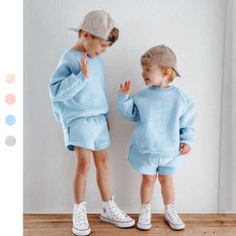 Clothing Sets New Novelty Kids Little Boys Girls Clothes Pieces Tracksuit Outfits Set Loose Top SweatshirtElastic Joggers Shorts Young Suit