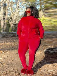 Tracksuits Women Clothing Tracksuit Sexy Red Outfit Long Sleeve Hoodies And Pants Velour Plus Size Sets Two Peice Urban Streetwear