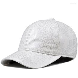 Ball Caps RY9183 Luxury Pattern Rrinted White Hats For Men Women Unisex Thin Hip Hop Baseball Casual Outdoor Genuine Leather Chapeau