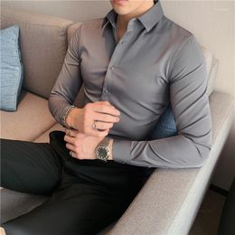 Men's Casual Shirts Plus Size S-7XL High Quality Men Dress Shirt 2023 Autumn Long Sleeve Solid Business Slim Homme Social