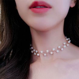 Imitation Pearl Choker Fairy Women Necklaces Fashion Pearl Pendants Collar Trend Neck Jewelry Party Neck Decoration