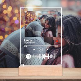 Night Lights Personalised Picture Frame 3D Lamp LED Customised Lovers Po For Anniversary Gift Christmas Decoration Home Decor