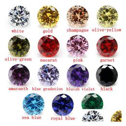 Loose Diamonds 30 Pcs/Bag Size 4 5 Mm Round Cut Mix Colour 5A Cubic Zirconia Gems Gemstone Beads 15 Colours Dro Dhylg