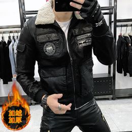 Men's Jackets 6XL 7XL 8XL Homme Winter Motorcycle Leather Warm Plus Velvet Thick Retro Vintage Leisure Mens Coat 230213