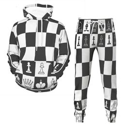 Mens Tracksuits Chess 3D Printed Autumn Tracksuit Hooded Sweatshirts and Pants Classic MenWomen Daily Casual Fashion Outfits 6 Styles XS5XL 230213