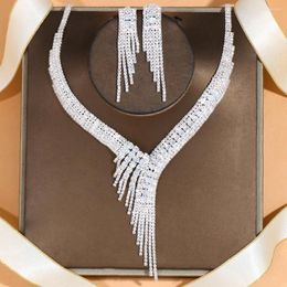 Necklace Earrings Set Stonefans Bridal Tassel Crystal For Women Luxury Accessories Wedding Jewelry Bridesmaid Gifts