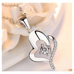 Pendant Necklaces Lnrrabc Trendy Crystal Friendship Shape Small Love Heart Long Chain Statement Necklace Stone Sier For Girlfriend D Dhojr