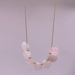 Pendant Necklaces ALLME Dainty Pink Red Water Drop Crystal Beads Choker For Women Thin Bamboo Chain Necklace Accessories 2023
