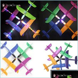Party Favour Diy Hand Throw Led Lighting Up Flying Glider Plane Toys Foam Aeroplane Model Outdoor Games Flash Luminous For Dhk2E