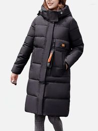 Women's Trench Coats YISOLIFE Women's Winter Heavy-Weight Full-Zipper Thickened Quilted Jacket Long Coat Hooded Puffer