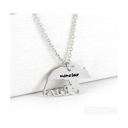 Pendant Necklaces Mama Bear Tag Engraved Animal Necklace Sier Mother Love Simple Fashion Mom And Children Choker Jewellery Drop Delive Dhopn