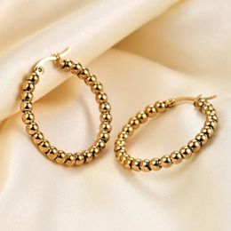 Hoop Earrings 1 Pair Elegant Ear Buckle Golden Colour Women Round Circle Huggie Decoration