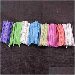 Gift Wrap Candy Bag Packaging Ligation Lollipop Dessert Accessories 100Pcs Kitchen Gadgets Wire Metallic Twist Ties Cake Tie Drop De Dhtr4