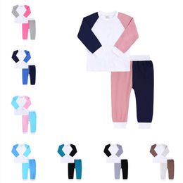Kids Tales Tracksuit Set For Children Clothing Sets Baby Boy Girls Clothes Contrast Colour TopPants Pyjama Sports Body Suit