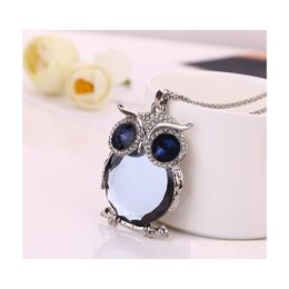 Pendant Necklaces Owl Rhinestones Crystal Clothing Accessories Sweater Long Chain Necklace Drop Delivery Jewellery Pendants Dhrql