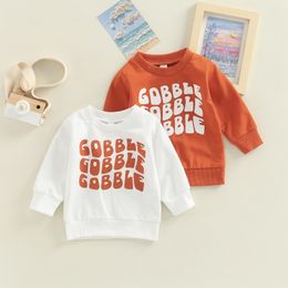 Tshirts Citgeett Autumn Thanksgiving Day Toddler Baby Girls Boys Pullover Long Sleeve Letter Printed Tops Casual Simple Tee Shirt 230213