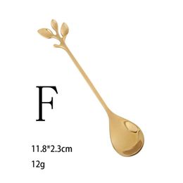 100pcslot Stainless Steel Flower Shape Leaf Antlers Coffee Spoon sakura Stirring Spoon Teaspoon Tea Spoon Fork