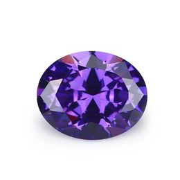 Loose Diamonds Wholesale High Quality 100Pcs/ Bag Bluish Violet 8X10 Mm Oval Faceted Cut Shape 5A Vvs Cubic Zirconia D Dhga5