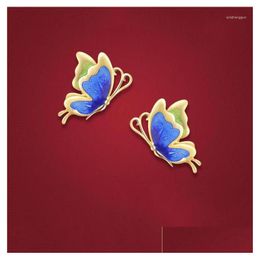 Stud Earrings Designer Original Enamel Porcelain Butterfly Exquisite Highend Temperament Ladies Sier Jewellery Drop Delivery 202 Dh1Nc