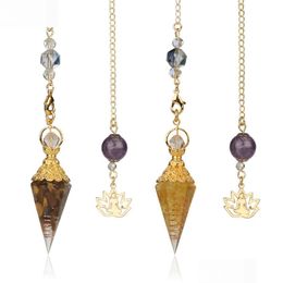 Pendant Necklaces 63X19X16 5Mm Mixed Aura Natural Spirit Pendum Crystal Yoga Goldplated Buddha Meditation Idea Conc Dhnqi