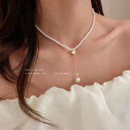 Pendant Necklaces Pearl Set Diamond Necklace Female Retro Simple Temperament Clavicle Chain Fashion Port Wind