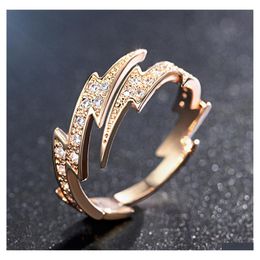 Cluster Rings Fashion Hipster Lightning Plated 18K Rose Gold Adjustable Colour Ring Female Index Finger With Exaggerated Drop Deliver Dhnu9