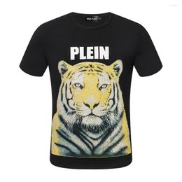 Men's T Shirts European BEAR T-SHIRT ROUND NECK SS CRYSTAL TIGER Cotton T-shirts Men Print Tops Comfortable Tees Quality Tshirt